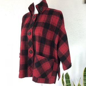 Red Wool Cape Poncho Sweater Size Petite Small